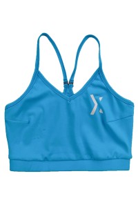 訂購運動背心T恤  個人設計女裝跑步 健身藍色背心  背心供應商  短腰 VT244
